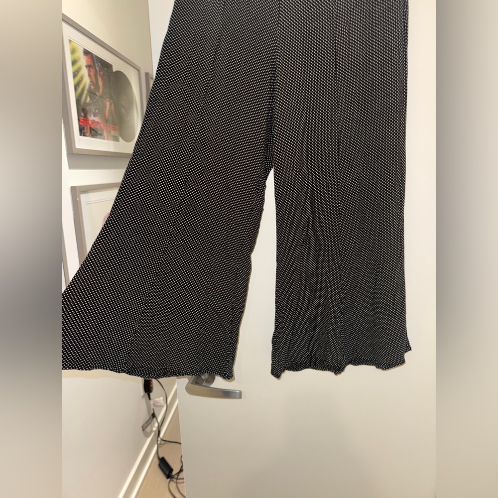 Free People Black and White Wide-Leg Pants Size 8
